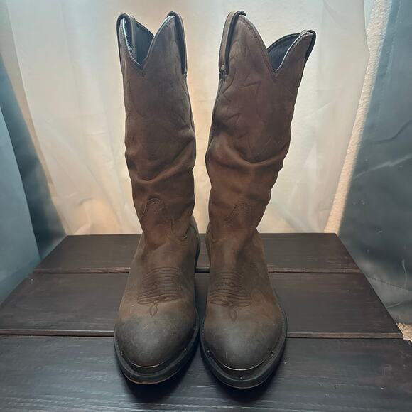 Durango RD542 Womens Dark Tan Leather 11" Slouch Pull On Western Boots Size 6.5 - Picture 2 of 11